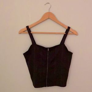 Sexy American Eagle Dark Grey Zip Crop Top